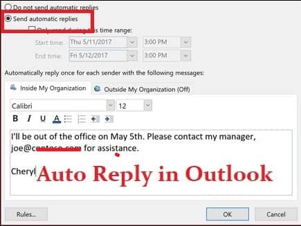 automatic replies outlook